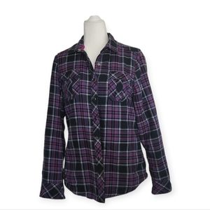 Soft Lined Plaid Flannel Shirt - Size M